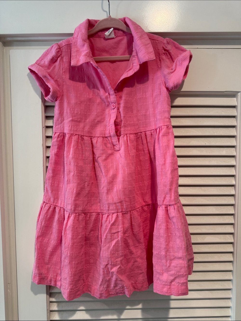 Girls Pink Tiered Polo Dress